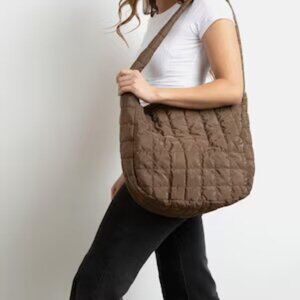 Quilted Puffer Women's Crossbody Bag - Large Tote with Lightweight Padding, Hobo